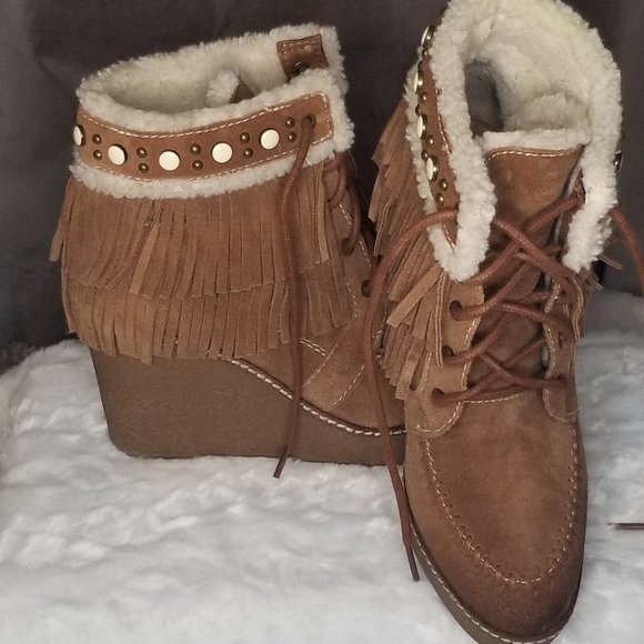 New Sam Eldeman Mocha Kemper Fringe Bootie - Picture 5 of 7